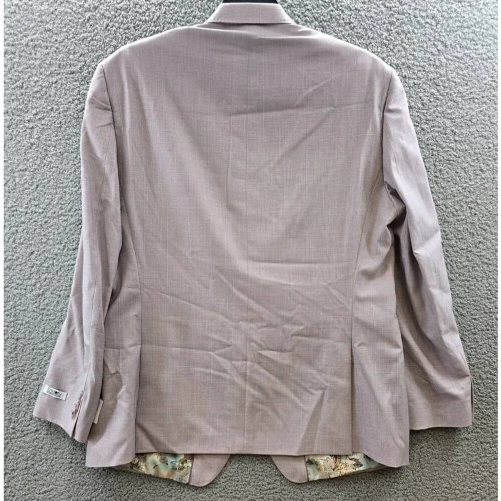 Tayion Collection Regular-Fit Suit Jacket Men's 46L Pink Flap Pocket Long Sleeve